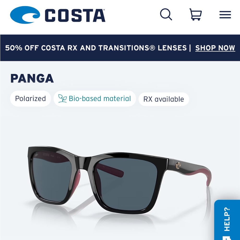 Costa Panga Black and Pink Sunglasses